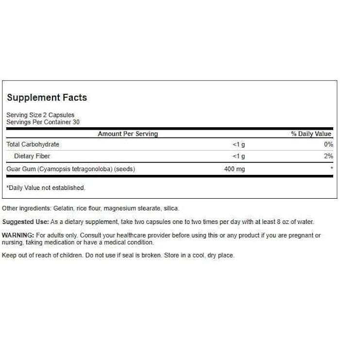 Swanson Premium Brand Swanson Full Spectrum Guar Gum 400 mg 60 Caps (3 Pack) - Image 2