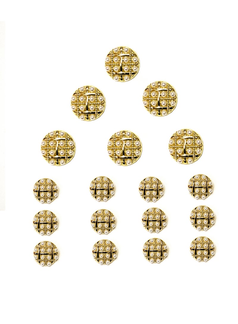 18 pcs Gold Floral Metal Buttons Set Elegant Scalloped Edge Buttons for Coats, Blazers, Dresses & DIY Crafts (23mm and 18mm) - Image 1