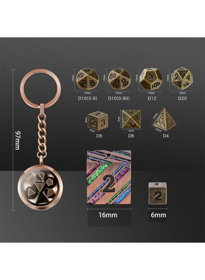 DNDND Metal D&D Dice,Dndnd 6Mm Metallic Dice Set With Keychain And Gift Dice Box For Dungeons And Dragon Dnd Game (Copper With Rose Gold Case) - Image 3