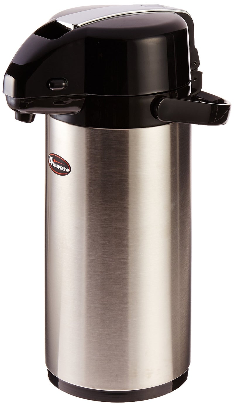 Winco Stainless Steel Lined Airpot, 2.5-Liter, Lever Top - Image 4