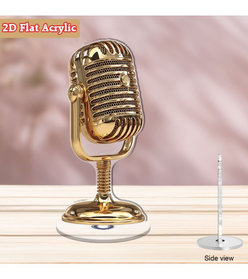 فينتاز ذهبي ثنائي الأبعاد مسطح دوار ديكور مكتب لمايكروفون للمكتب والاستوديو - Image 5