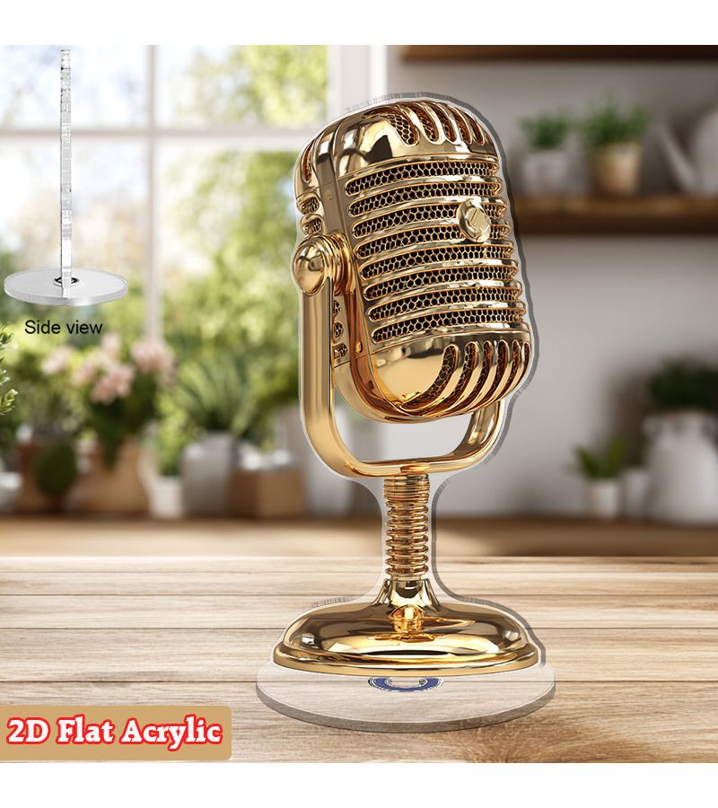 فينتاز ذهبي ثنائي الأبعاد مسطح دوار ديكور مكتب لمايكروفون للمكتب والاستوديو - Image 4