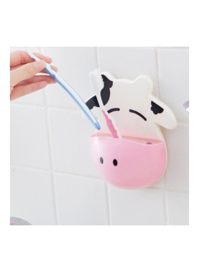 NIBEMINENT Wall Mounted Mini Toothbrush Holder Pink/White 15.8 x 5.2 16.6cm  - Image 1