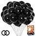 Jonhamwelbor Black Balloons 12 inch 100 Pack Black Latex Metallic Chrome Balloons for Birthday Halloween Graduation Baby Shower Party Decorations with Ribbon - Image 2