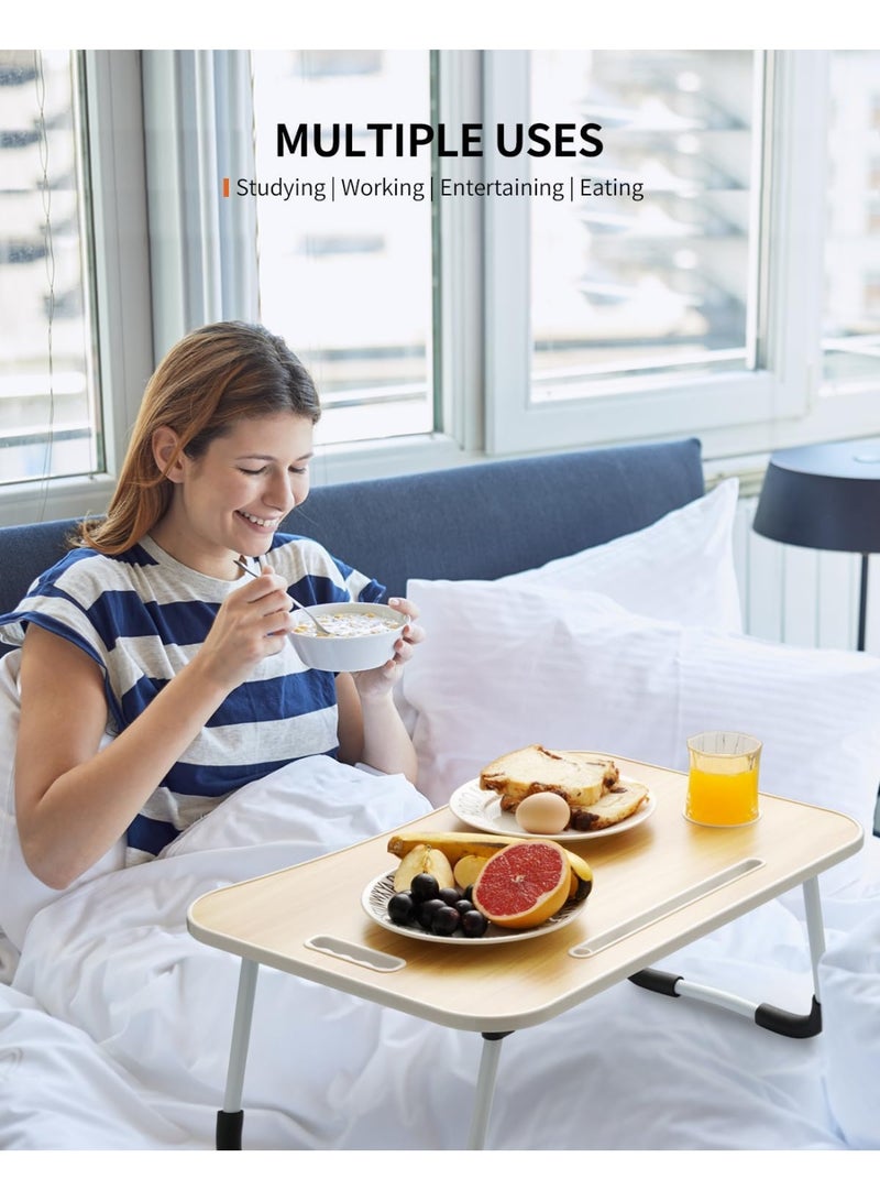 Visiod Laptop Table, Foldable, Portable Bed and Desk Table, Laptop Stand for Bed and Desk for Working, Writing, Drawing and Eating, (Wood) - Image 4