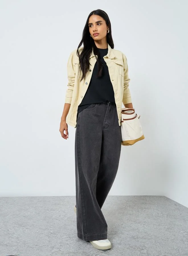 Styli Styli Women Beige Oversized Denim Jacket
