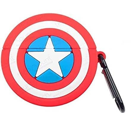 FOLX FAC22 Air-Pods 3rd Gen Soft Silicone Protective Case 3D Design Shockproof Case Cover with Anti-Lost Metal Keyring Compatible for Apple AirPods 3RD Gen [ AIRPOD NOT Included ] (Caption America) - Image 1