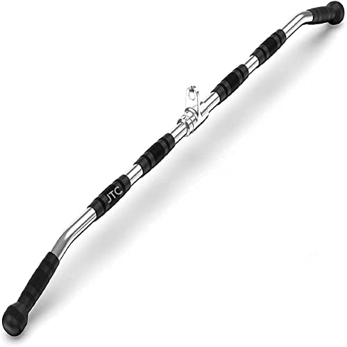 JTC LAT Bar 48 Inch Cable Attachment with Rubber Handgrips, Deluxe Heavy Duty Solid Curl Bar Revolving Hanger Home Gym Cable Attachment (LAT Bar 48 Inch) (Style A) - Image 1