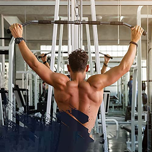 JTC LAT Bar 48 Inch Cable Attachment with Rubber Handgrips, Deluxe Heavy Duty Solid Curl Bar Revolving Hanger Home Gym Cable Attachment (LAT Bar 48 Inch) (Style A) - Image 4