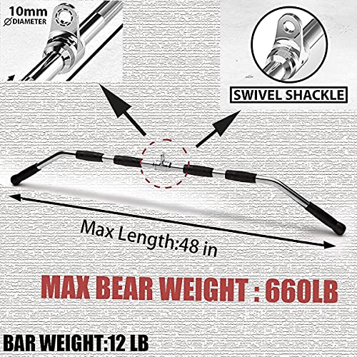 JTC LAT Bar 48 Inch Cable Attachment with Rubber Handgrips, Deluxe Heavy Duty Solid Curl Bar Revolving Hanger Home Gym Cable Attachment (LAT Bar 48 Inch) (Style A) - Image 2