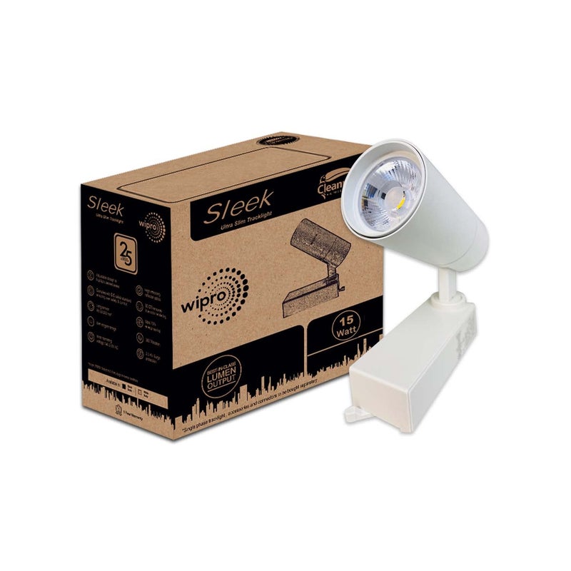 WIPRO Wipro 20 Watt Cylindrical Sleek LED Track Light 36 Degree 4000K Black  - Image 1