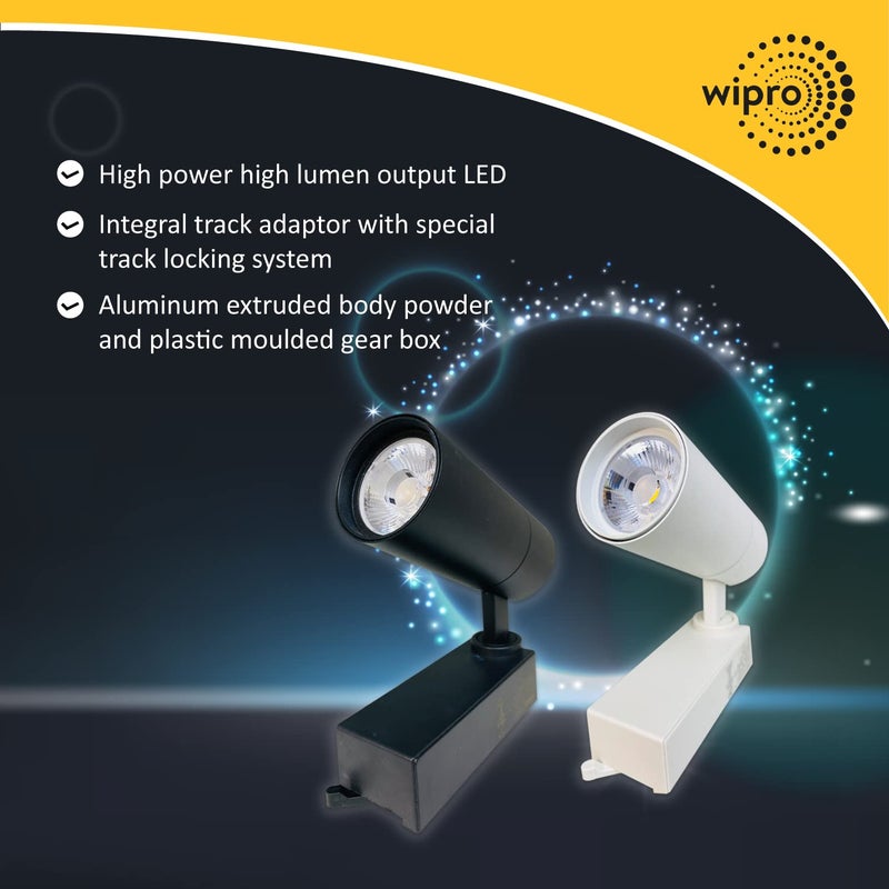 WIPRO Wipro 20 Watt Cylindrical Sleek LED Track Light 36 Degree 4000K Black  - Image 4