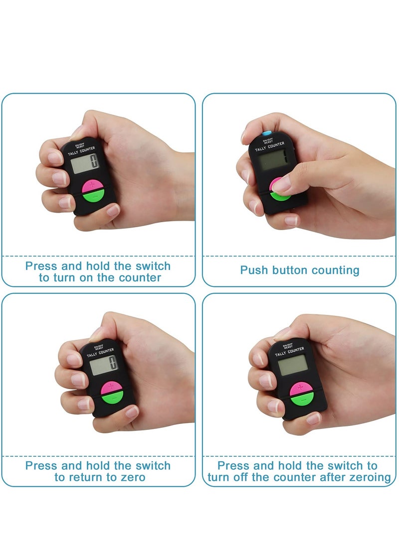 4 PCS Electronic Digital Hand Counter, Mini LCD Manual Clicker Counter, Golf Sport Counter, Electronic Adding, Subtracting Manual Clicker, Digital Hand Tally Counter(Black)