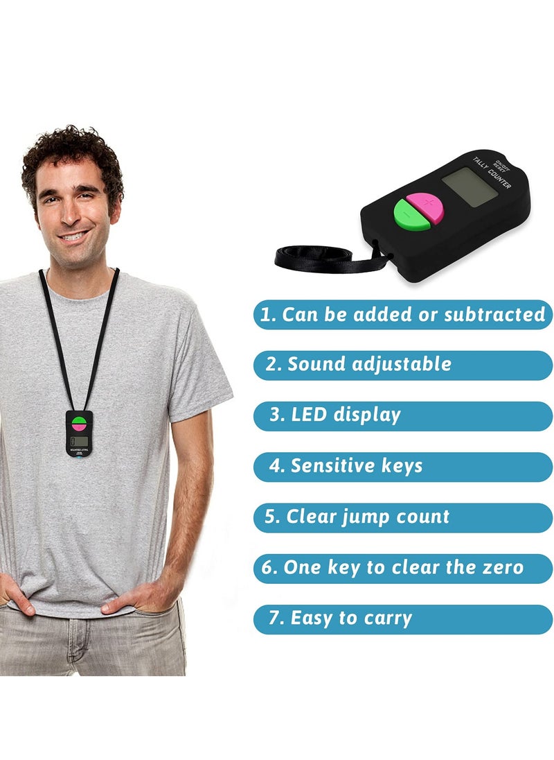 4 PCS Electronic Digital Hand Counter, Mini LCD Manual Clicker Counter, Golf Sport Counter, Electronic Adding, Subtracting Manual Clicker, Digital Hand Tally Counter(Black)