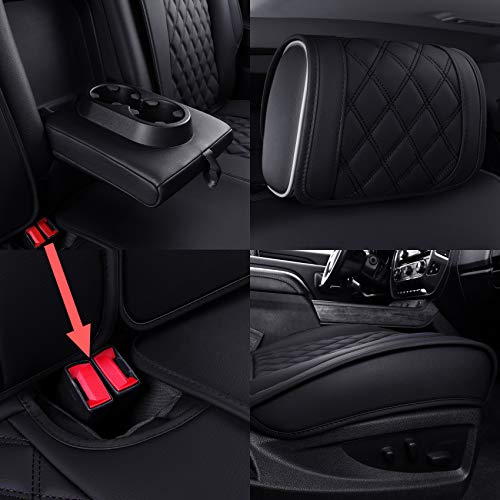 Aierxuan Seat Covers for Truck Chevy Chevrolet Silverado GMC Sierra Pickup 2007-2025 1500 2500HD 3500HD Trail Boss Z71 Crew Double Extended Cab Waterproof Leather Protectors (Full Set, Black) - Image 5