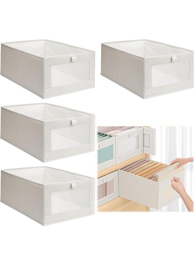 DUNISO 4 Pcs Clothes Organizer with Clear Window,Foldable Storage Box，Moisture and Mold Prevention，Sturdy and Durable，for Organizing Clothing Jeans Toys Book Shelves Closet Wardrobe  - Image 1