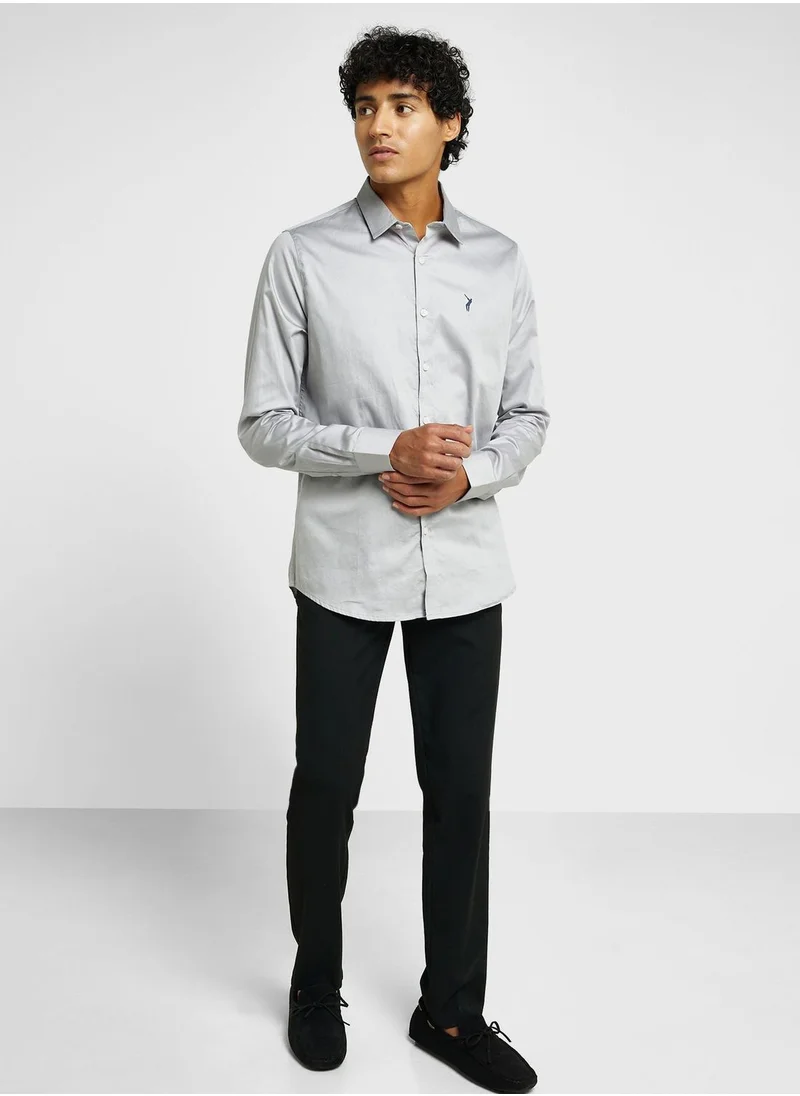 Thomas Scott Thomas Scott Classic Slim Fit Spread Collar Casual Shirt