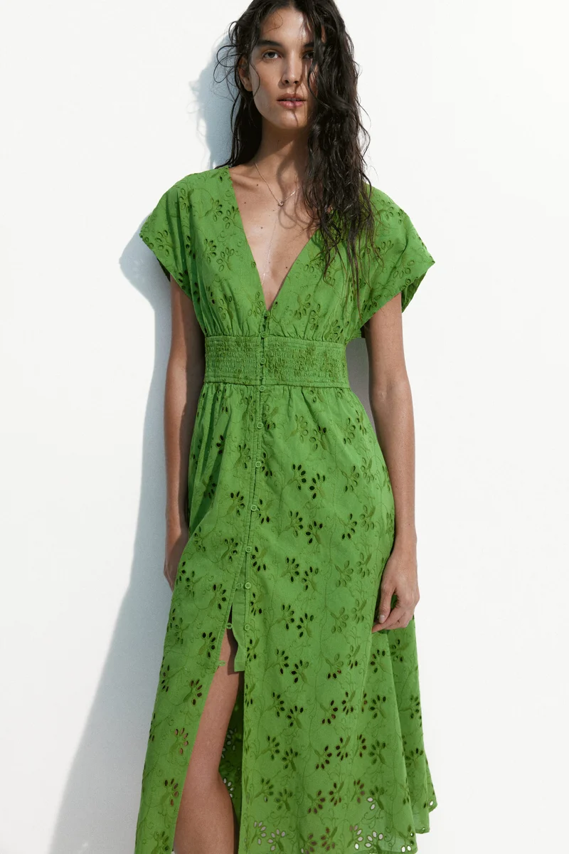 Broderie-anglaise cotton dress