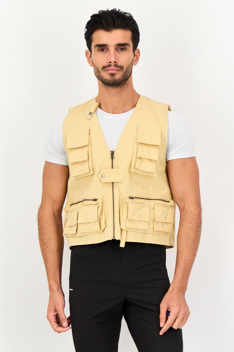 Nike Men Sportswear Fit Sleeveless Outdoor Gilet Jacket, Beige - Image 1