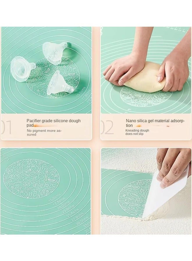 ماكال حصيرة خبز سيليكون كبيرة، مناسبة لعجن العجين، يمكن استخدامها للعجين، الفطائر، وعجين البيتزا، حصيرة غير لاصقة للمطبخ بحجم 65×45 سم (أخضر) - Image 4