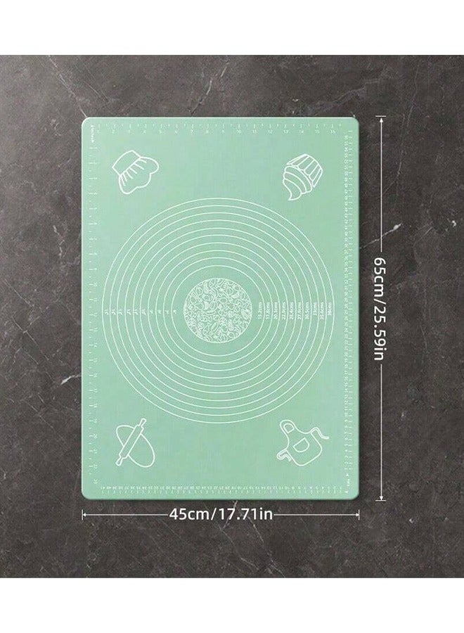 ماكال حصيرة خبز سيليكون كبيرة، مناسبة لعجن العجين، يمكن استخدامها للعجين، الفطائر، وعجين البيتزا، حصيرة غير لاصقة للمطبخ بحجم 65×45 سم (أخضر) - Image 2