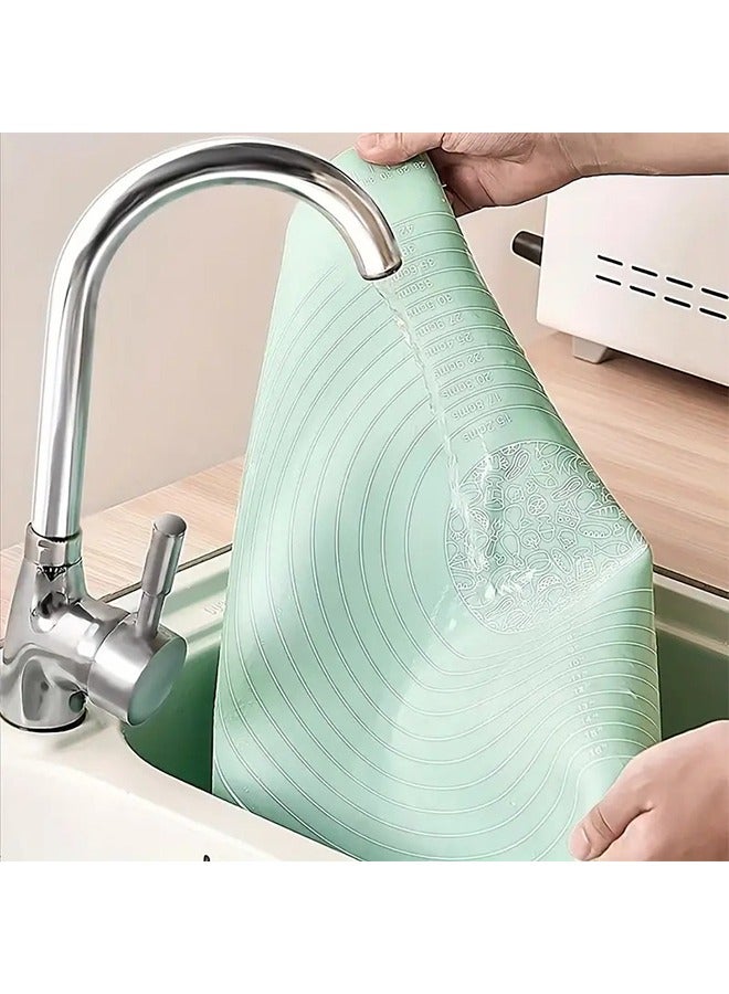 ماكال حصيرة خبز سيليكون كبيرة، مناسبة لعجن العجين، يمكن استخدامها للعجين، الفطائر، وعجين البيتزا، حصيرة غير لاصقة للمطبخ بحجم 65×45 سم (أخضر) - Image 5