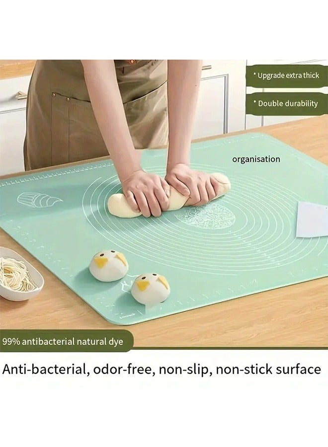 ماكال حصيرة خبز سيليكون كبيرة، مناسبة لعجن العجين، يمكن استخدامها للعجين، الفطائر، وعجين البيتزا، حصيرة غير لاصقة للمطبخ بحجم 65×45 سم (أخضر) - Image 1