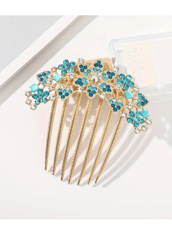 Rozino 2 PCS Flower Decor Rhinestone Hair Comb Crystal Hair Side Comb Non-slip Hair Ornament Hair Accessories - Image 5