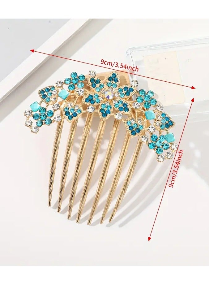 Rozino 2 PCS Flower Decor Rhinestone Hair Comb Crystal Hair Side Comb Non-slip Hair Ornament Hair Accessories - Image 2