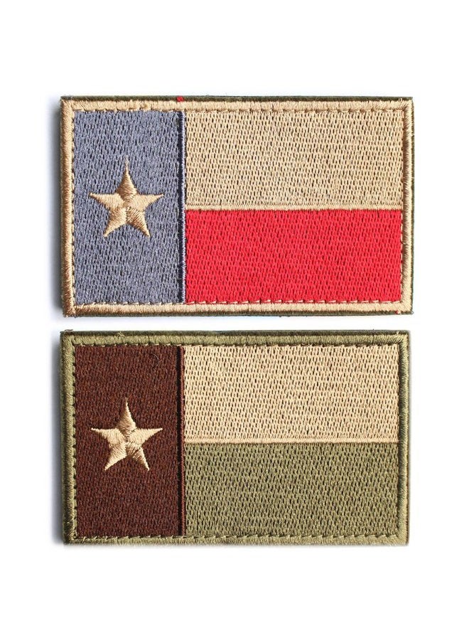 ZaneGear Masonicbuy Bundle 2 Pieces - Tactical American US Texas Lonely Star Flag Patch With Backing Multi Tan Subdued Silver Decorative Embroidered Appliques 2" High By 3.2" Wide - Image 1