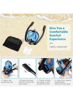 HOOKOR Full Face Snorkel Mask for Adults, Diving and Snorkeling Universal Fit Double Tube Breath Separation Camera Stand Anti-fog Mirror Independent Exhaust Valve  - Image 5