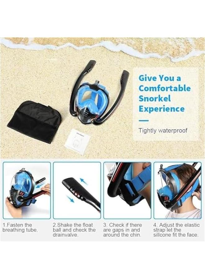 هوكور قناع غوص لكامل الوجه للبالغين من تراسل، مناسب للغوص والغطس بملاءمة عالمية، انبوب مزدوج لفصل التنفس، حامل كاميرا مضاد للضباب بصمام عادم مستقل - Image 5