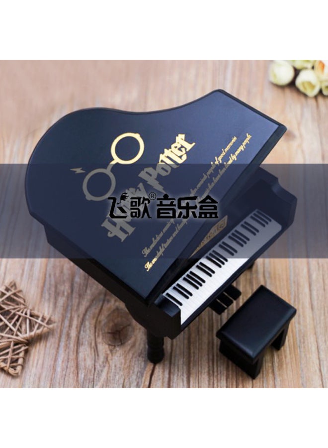 Feige Retro Triangle Piano Music Box Wooden Carved Music Box Creative Small Gift Gift - Image 1