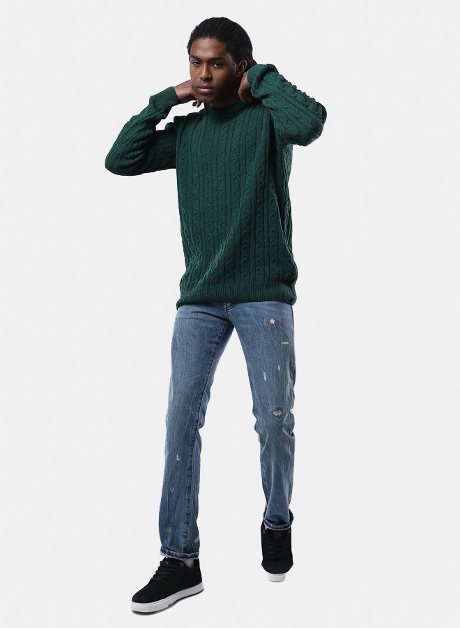 RAVIN Dark Green Acrylic Pullover with Regular Fit  - Image 4
