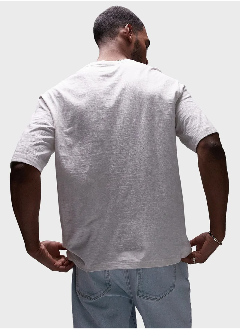 TOPMAN Oversized Fit Linen Crew Neck T-Shirt