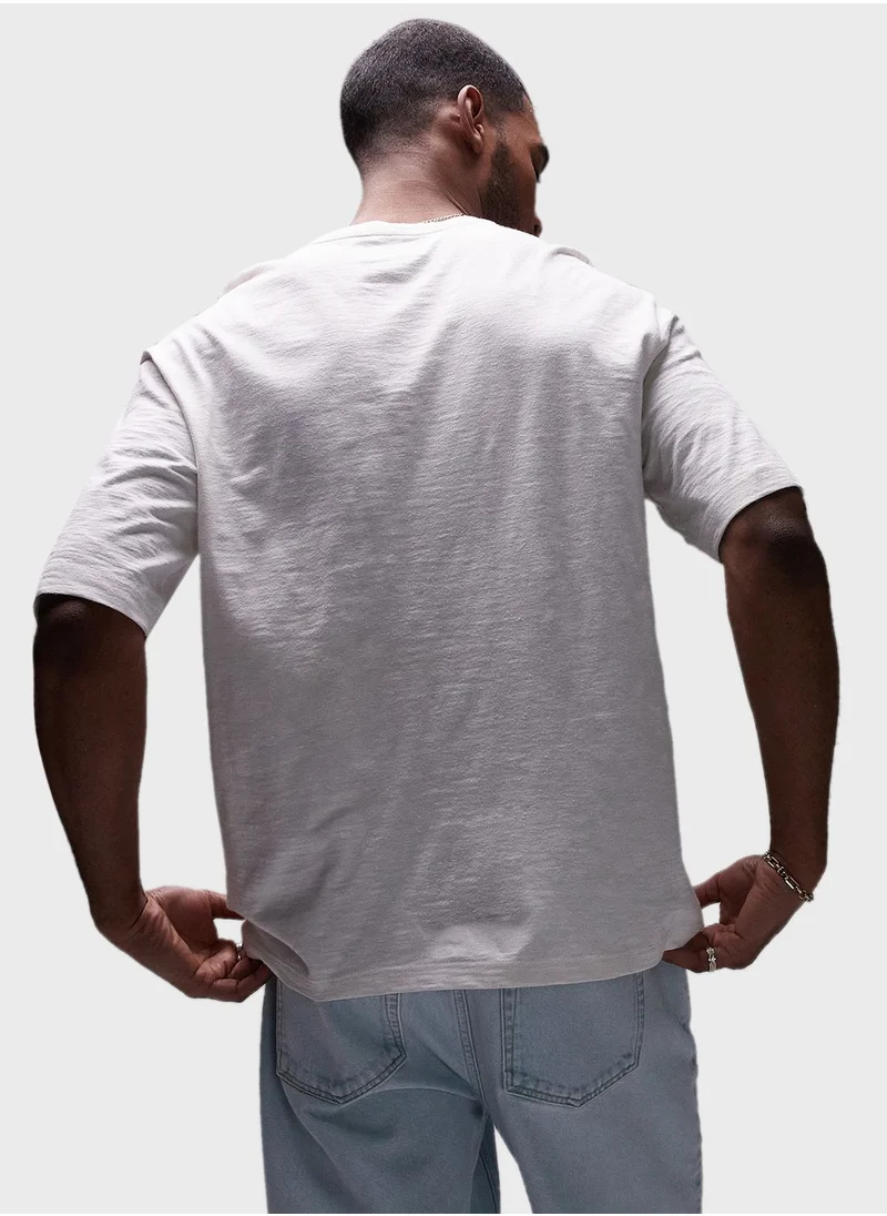 TOPMAN Oversized Fit Linen Crew Neck T-Shirt