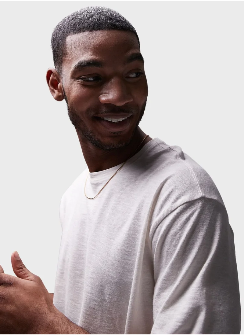TOPMAN Oversized Fit Linen Crew Neck T-Shirt