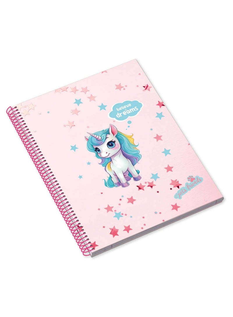Ambar 1-Piece Hard Cover Spiral Notebook 80 Sheets Believe In Dreams Assorted Designs - Image 1