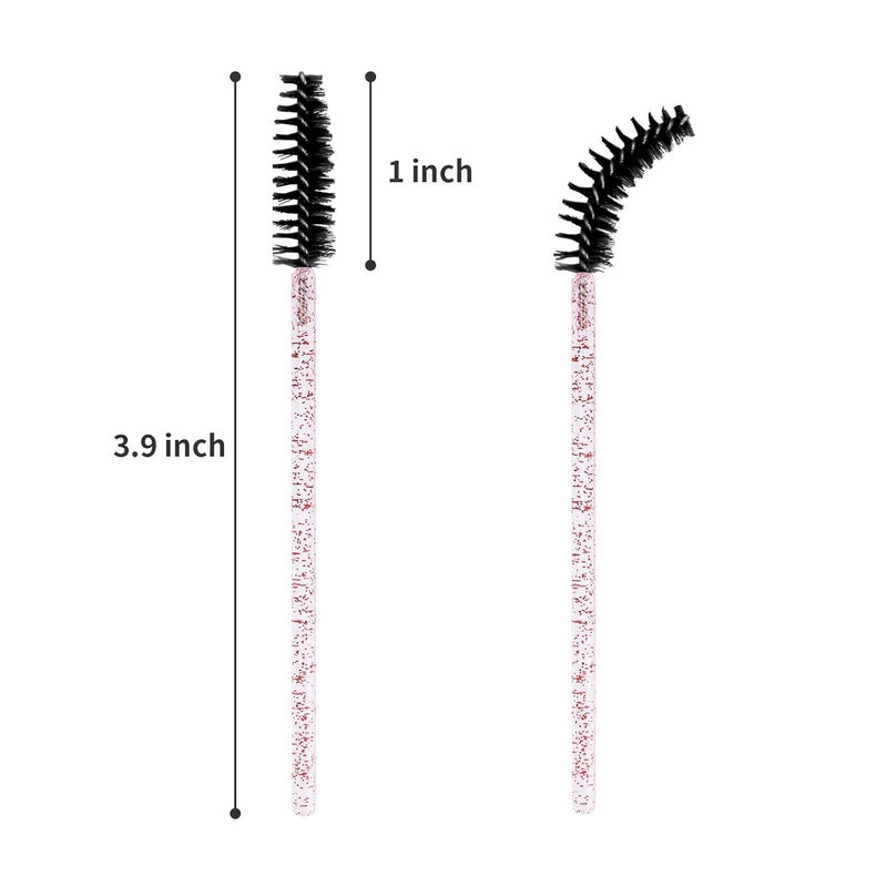 CHEFBEE 100PCS Disposable Eyelash Brush, Mascara Wands Makeup Brushes Applicators Kits for Eyelash Extensions and Eyebrow with Container (Pink Black) - Image 5