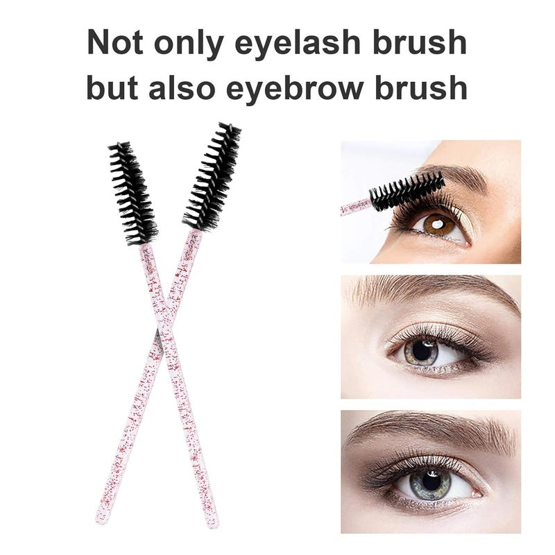 CHEFBEE 100PCS Disposable Eyelash Brush, Mascara Wands Makeup Brushes Applicators Kits for Eyelash Extensions and Eyebrow with Container (Pink Black) - Image 3