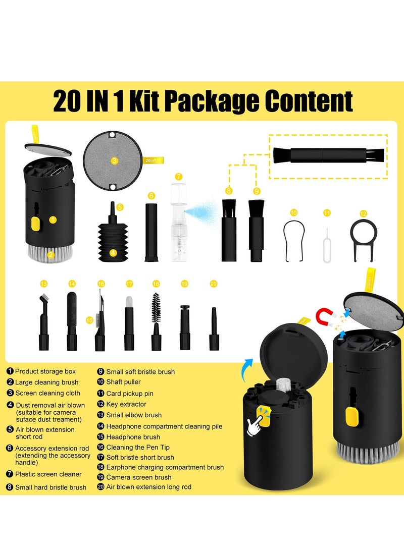 20-in-1 Laptop Phone Screen Cleaner Kit, Computer Keyboard Brush Cleaning Spray for Electronic Device Clean Tool for Camera PC Monitor Earbud TV Tablet Car Screens