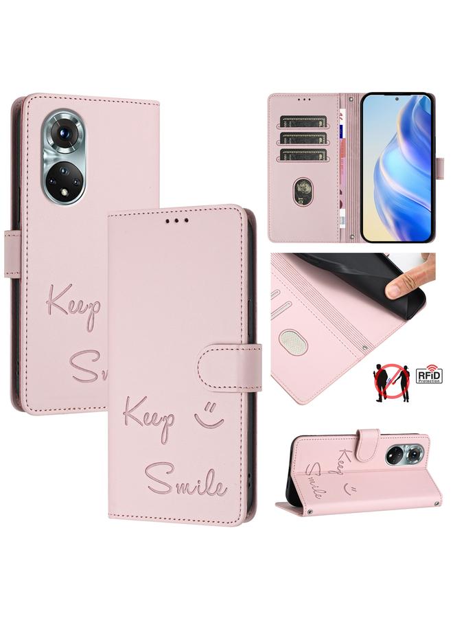 اس-توب جراب لهاتف Huawei nova 9 Pro مصنوع من الجلد بنقش مبتسم بتقنية RFID - Image 1
