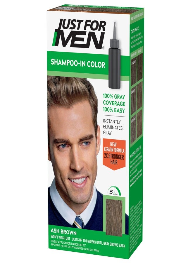 Just For Men Shampoo-In Color (Formerly Original Formula), Mens Hair Color with Keratin and Vitamin E for Stronger Hair - Ash Brown, H-20, Pack of 1 - Image 1