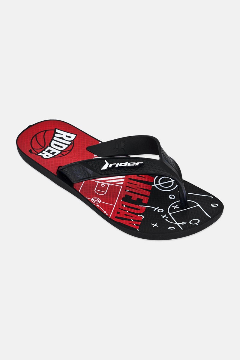 RIDER Men Brand Logo Slip On Slippers, Black - Image 1