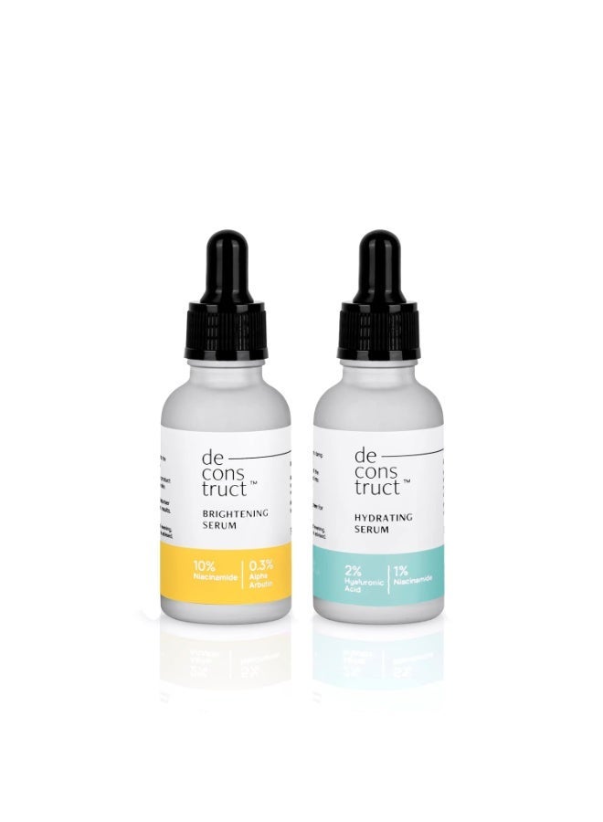 ديكونستركت سيروم ديكونستركت لتفتيح البشرة وترطيبها | مجموعة ديكونستركت اليومية لإشراقة البشرة | 10% نياسيناميد و0.3% ألفا أربوتين و2% حمض الهيالورونيك و1% نياسيناميد | لجميع أنواع البشرة | 30 مل لكل عبوة | عبوة من قطعتين - Image 1