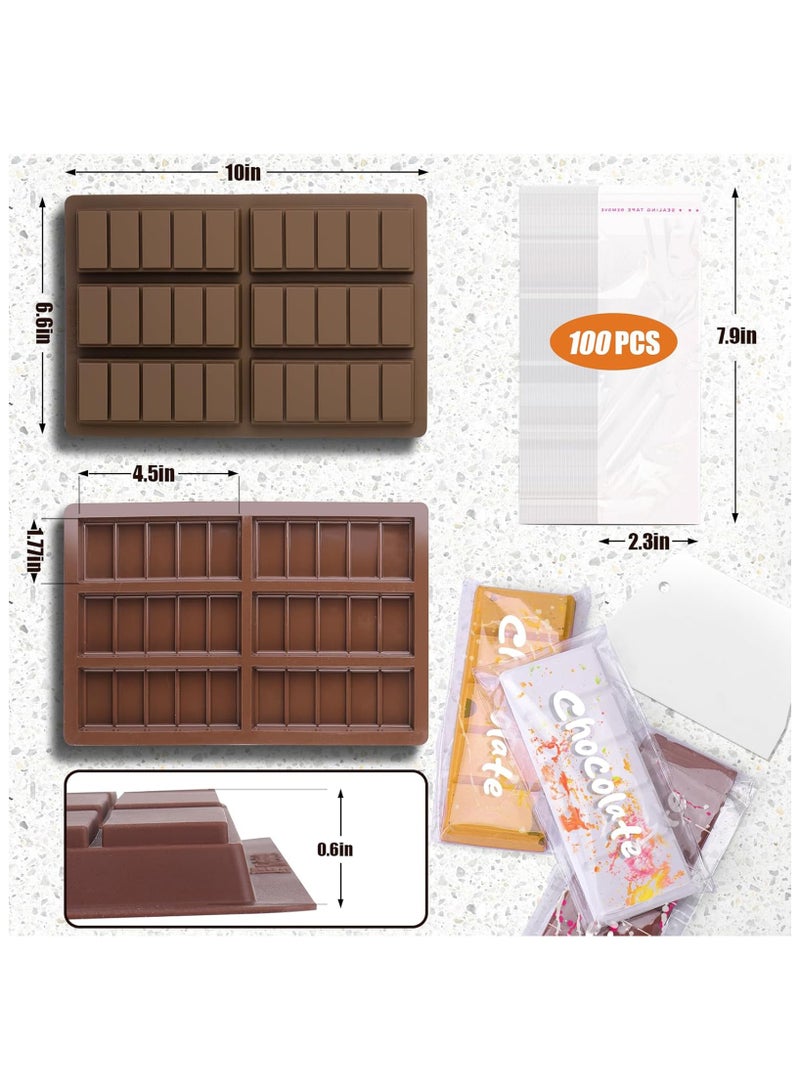 Flushrenic Chocolate Bar Mold,Non-Stick Silicone Chocolate Candy Molds,for Filling Pistachio Chocolate Bar,with Bags Scraper and 100pcs Storage Bags - Image 2