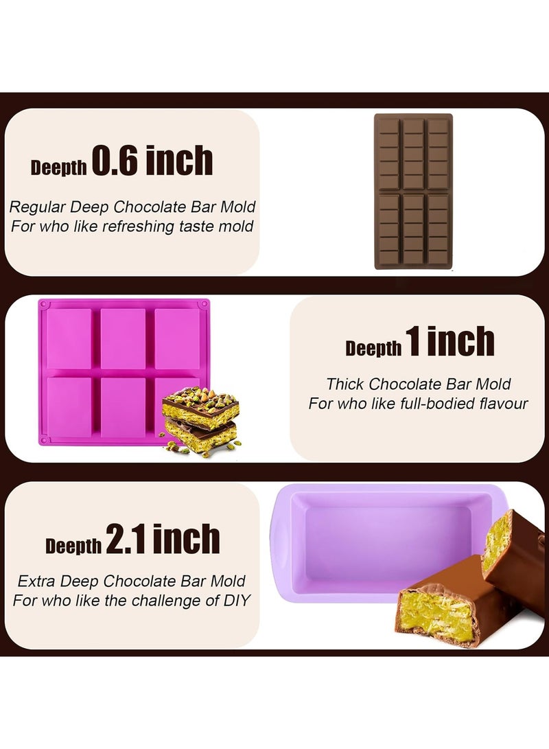 Flushrenic Chocolate Bar Mold,Non-Stick Silicone Chocolate Candy Molds,for Filling Pistachio Chocolate Bar,with Bags Scraper and 100pcs Storage Bags - Image 3