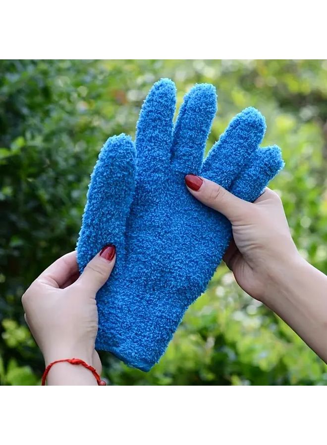 High Density Microfiber Dusting Gloves Aqua Blue Elastic Breathable Cleaning Gloves for Car Boat RV Pool Household Surfaces Durable PVC Material Ideal Gift for Thanksgiving Halloween Christmas - Image 2