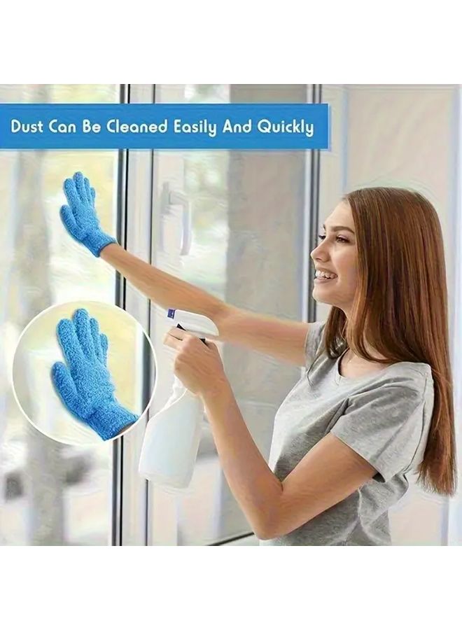 High Density Microfiber Dusting Gloves Aqua Blue Elastic Breathable Cleaning Gloves for Car Boat RV Pool Household Surfaces Durable PVC Material Ideal Gift for Thanksgiving Halloween Christmas - Image 4