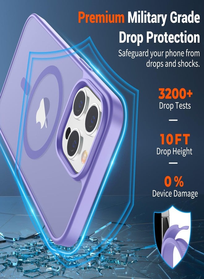 استلق جراب SUPFINE المغناطيسي لهاتف iPhone 14 Pro Max (متوافق مع MagSafe) (حماية فائقة ضد السقوط بمعايير عسكرية) نحيف وشفاف غير لامع ومقاوم للصدمات ومضاد لبصمات الأصابع، لون بنفسجي - Image 3